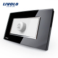 EUA / AU Padrão Livolo Pérola Negra Crystal Glass Dimmer interruptor Soquete VL-C391G-82